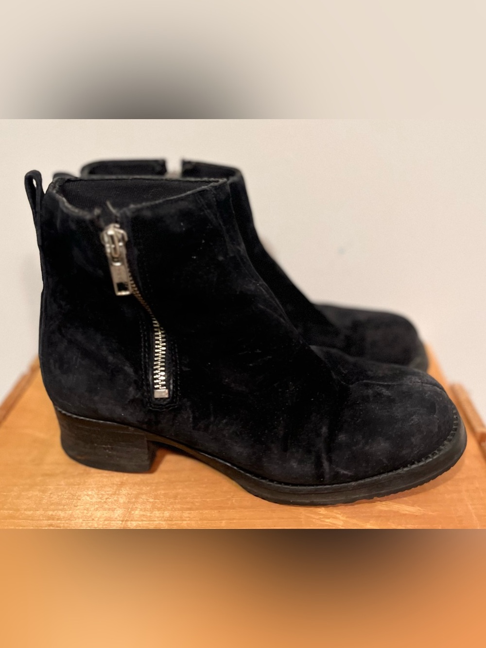 Roots Black Suede Ankle Booties with Side Zip